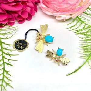 VINTAGE⚜️GENUINE RUBY Set of 2 Honey Bee Pins